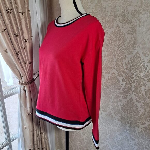 Cable & Gauge Size S/P Red/Black/White/Blue Crew Neck Pullover Sweatshirt EUC - Picture 4 of 10